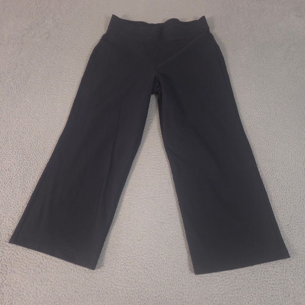 Lands' End Pants Womens 1X Black Starfish Wide Leg Cotton Stretch Comfort Travel